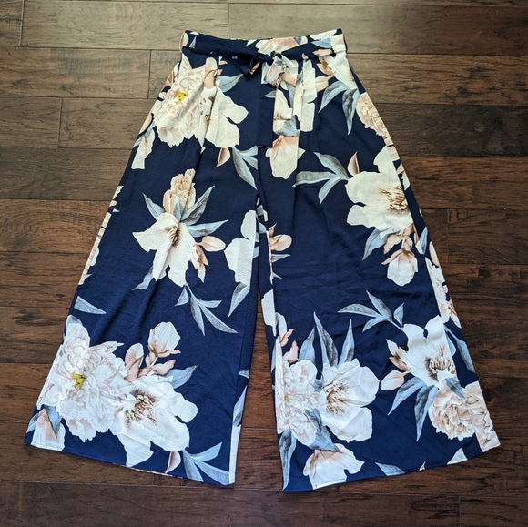Pants - High Waist Wide Leg Pants Floral Print